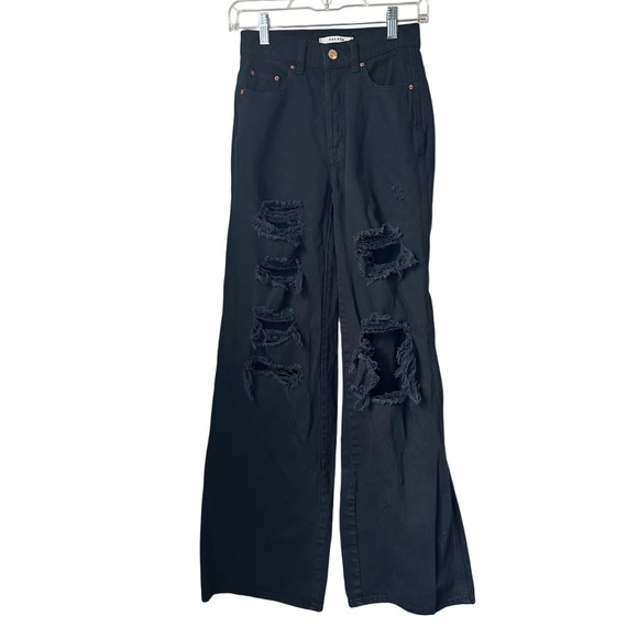 Pacsun Black Baggy Ripped Jeans - Size 24 - Picture 1 of 8
